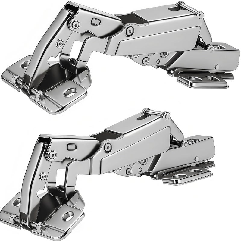 TamBee 175 Degree Hinges Frameless Cabinet Doors Hinges 48mm Concealed Hydraulic Adjustable Soft Closing Nickel-Plated Steel Buffer Dampers for Kitchen Corner,1 Pair/2Pcs (Full Overlay) - Image 1